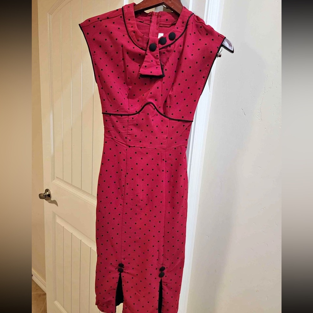 Stop Staring pin up red/black polka dot rockabilly dress